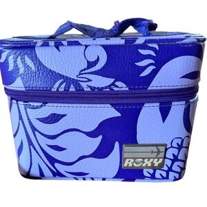 Vintage Roxy Train case makeup case purple tropical print